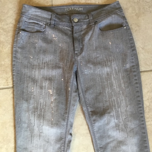 Chico’s Platinum Denim Sequin Frost slim-leg jean - Picture 8 of 8